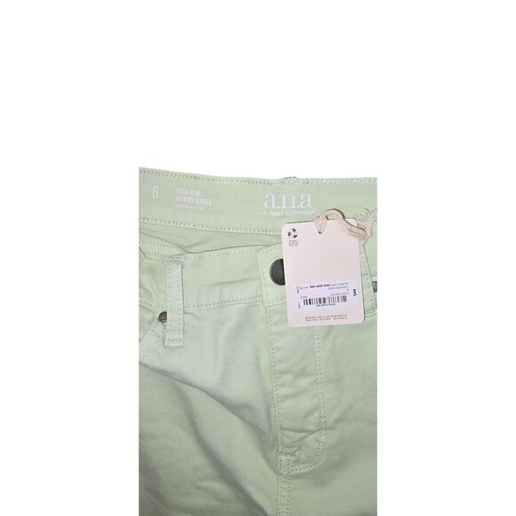 Ana High-Rise Ankle Skinny Jeans Size 6 Mint Green Stretch - Picture 4 of 7
